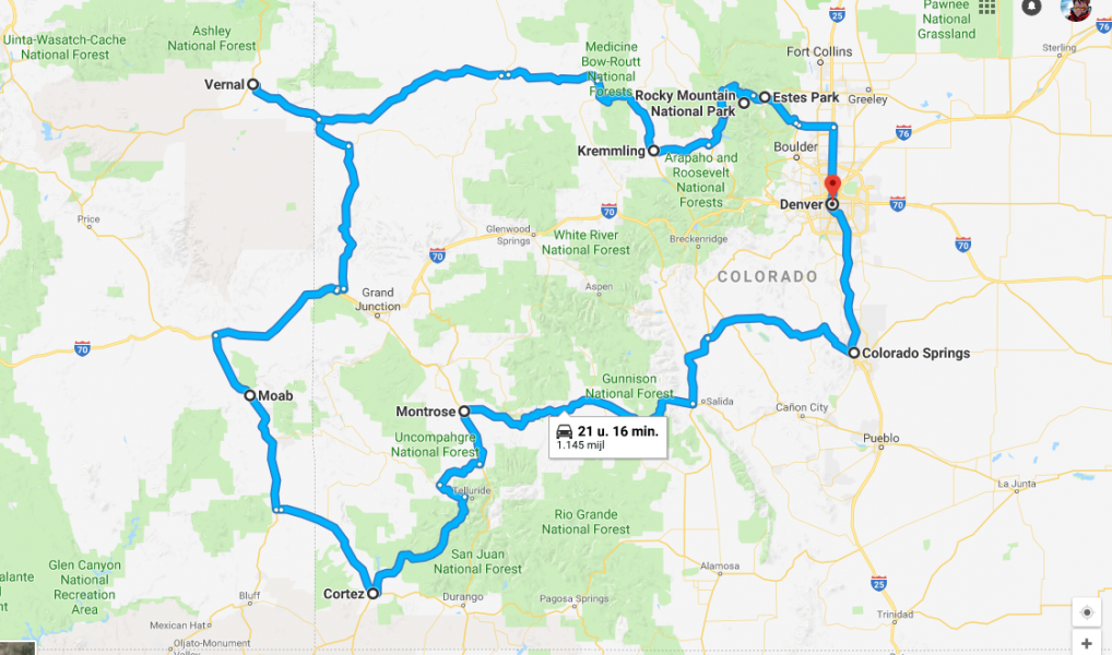 Route Denver (15 dagen)
