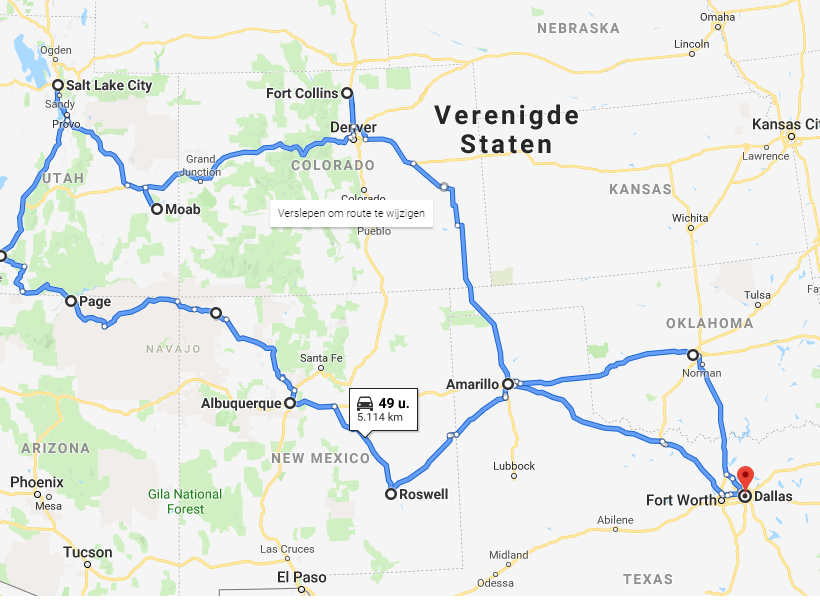 Route Dallas (32 dagen)